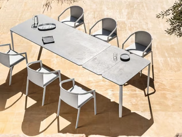 PUSH - Extending garden table with aluminium base and stoneware top by MY YOUR - view 2